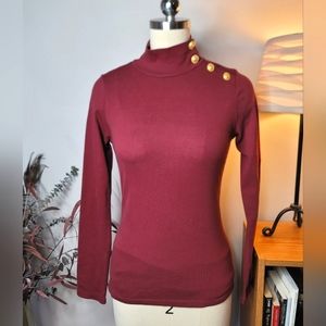 Shore Park Avenue Button Top Wine Size Small NWT